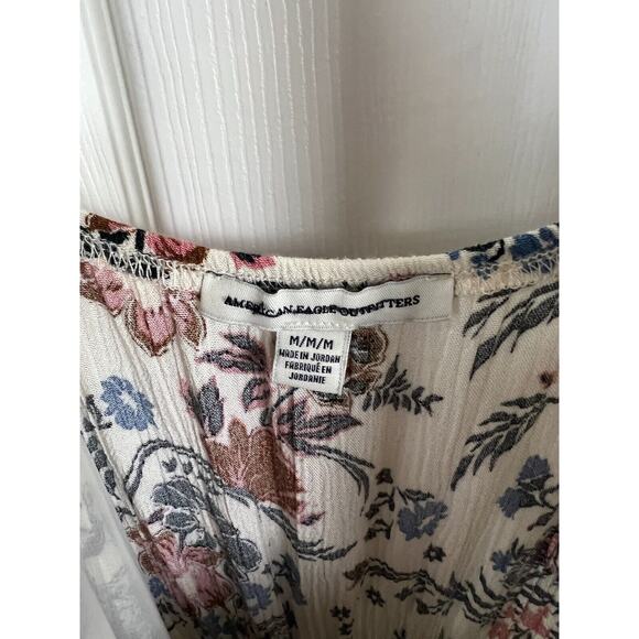 Ivory Floral Print Halter Open Back Maxi Dress American Eagle Medium Boho - Picture 3 of 10